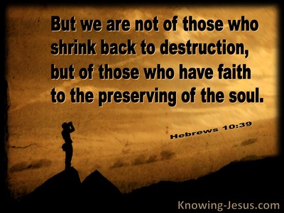 Hebrews 10:39 We Do Not Shrink Back To Destruction (brown)